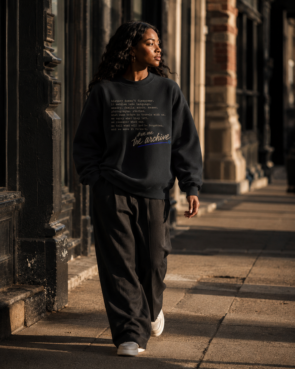 # We Are the Archive Crewneck — Black History Oversized Sweatshirt PODpartner