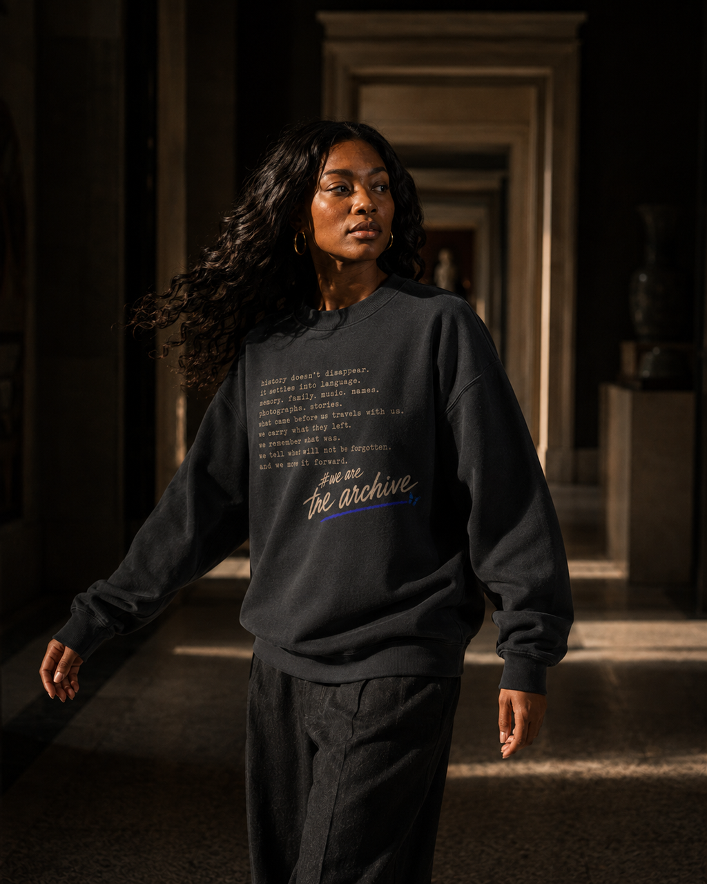 # We Are the Archive Crewneck — Black History Oversized Sweatshirt PODpartner