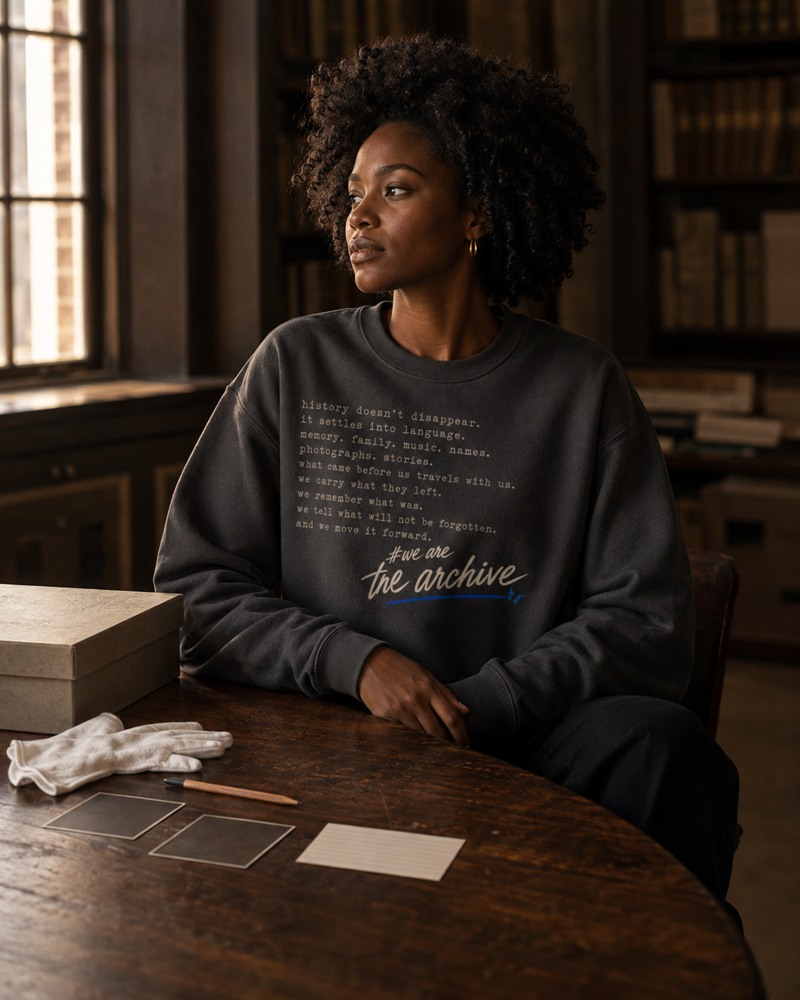 # We Are the Archive Crewneck — Black History Oversized Sweatshirt PODpartner