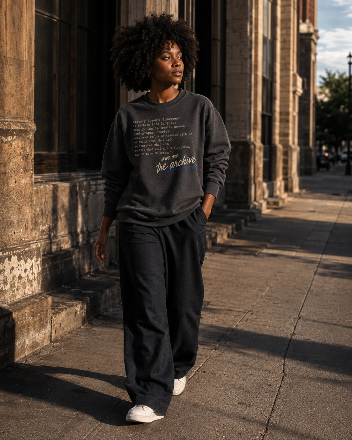 # We Are the Archive Crewneck — Black History Oversized Sweatshirt PODpartner