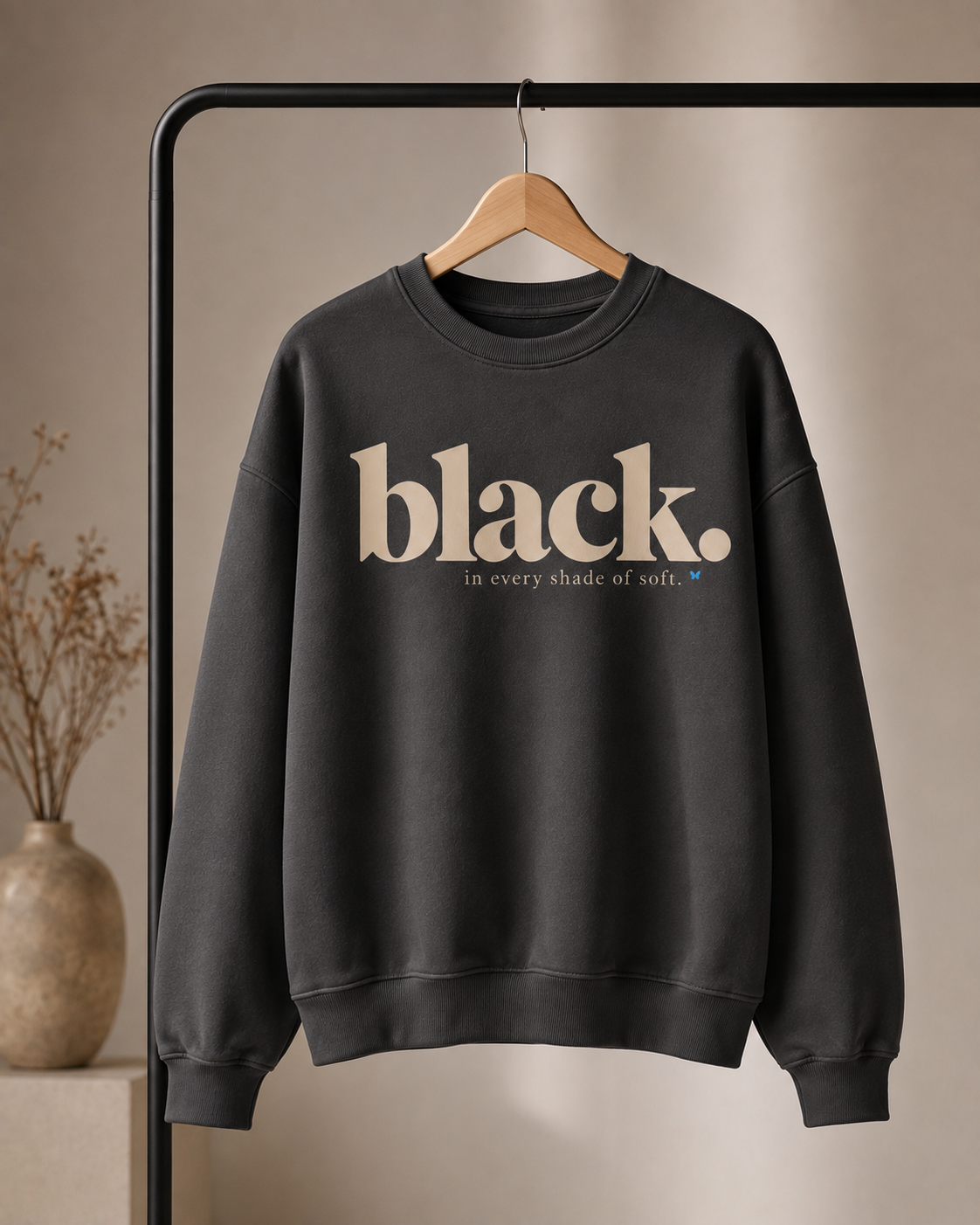 Black. In Every Shade of Soft. Oversized Crewneck Sweatshirt | Black Women’s Soft Life Sweatshirt | Cozy Luxury Graphic Sweatshirt PODpartner