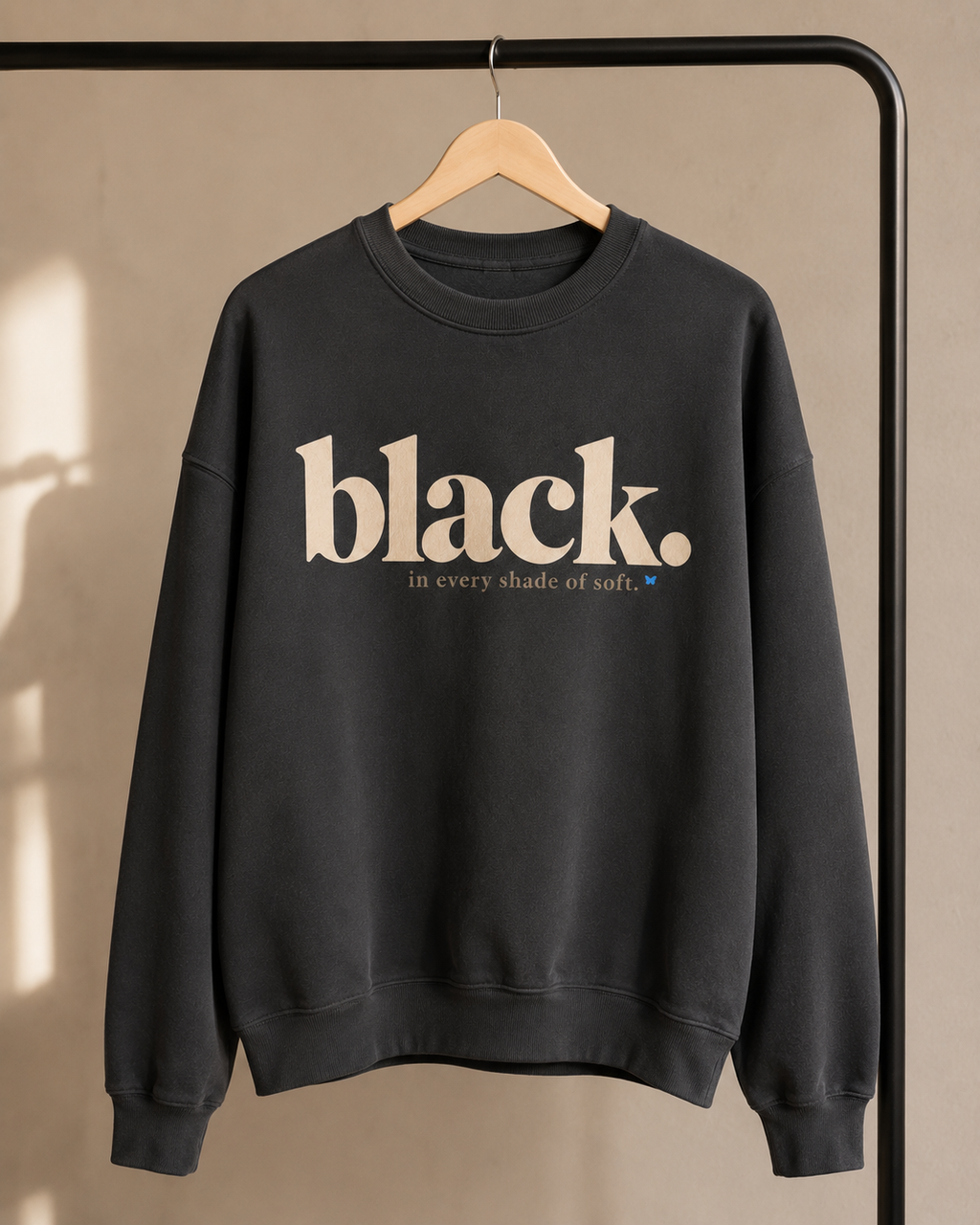 Black. In Every Shade of Soft. Oversized Crewneck Sweatshirt | Black Women’s Soft Life Sweatshirt | Cozy Luxury Graphic Sweatshirt PODpartner