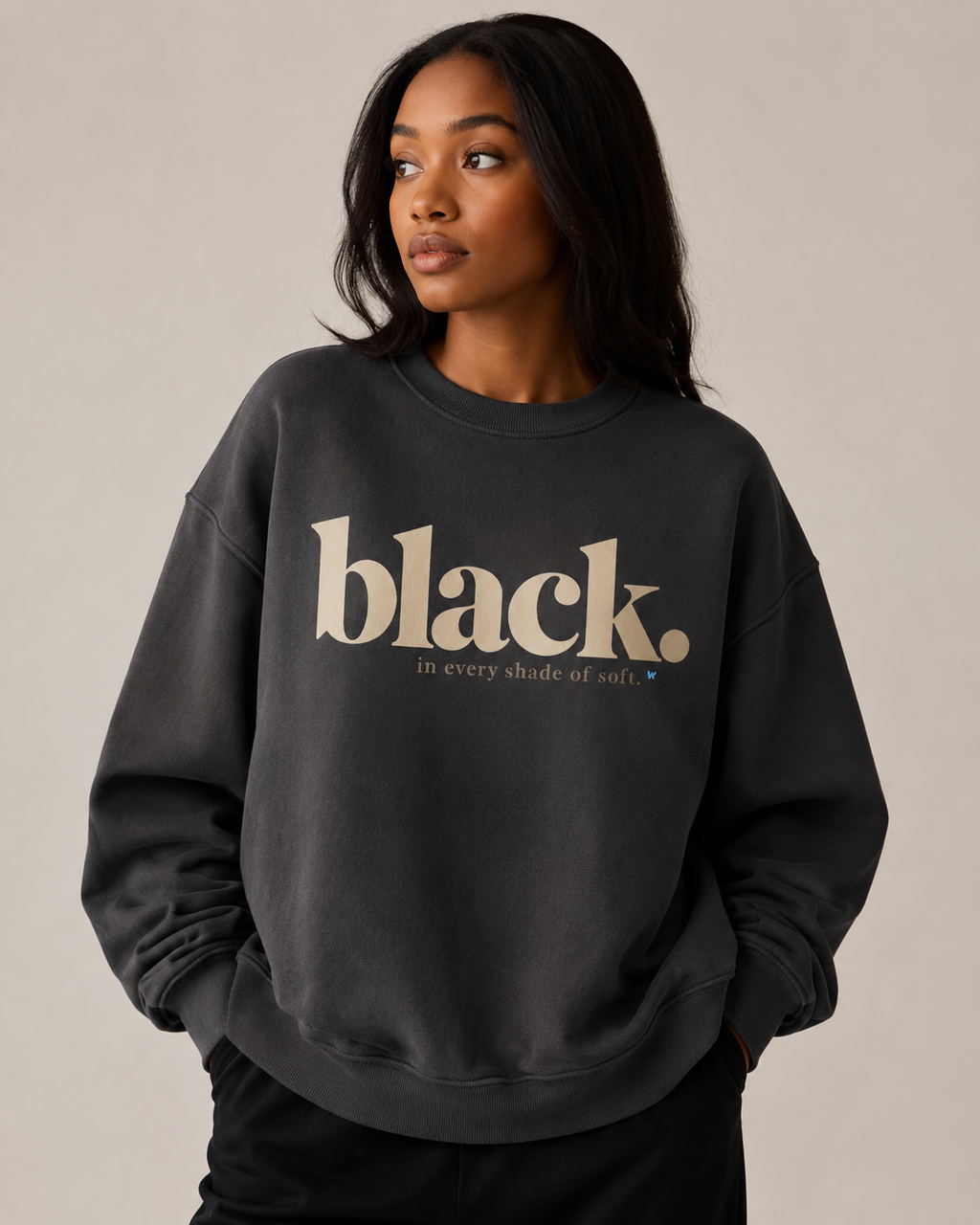 Black. In Every Shade of Soft. Oversized Crewneck Sweatshirt | Black Women’s Soft Life Sweatshirt | Cozy Luxury Graphic Sweatshirt PODpartner