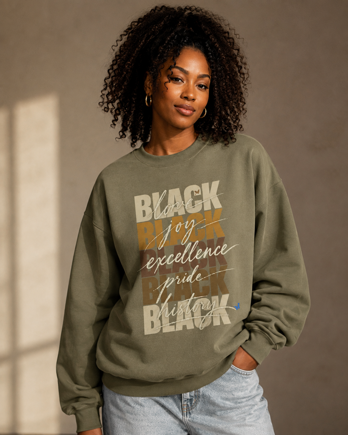 BLACK Love. Joy. Excellence. Pride. History. Oversized Crewneck PODpartner