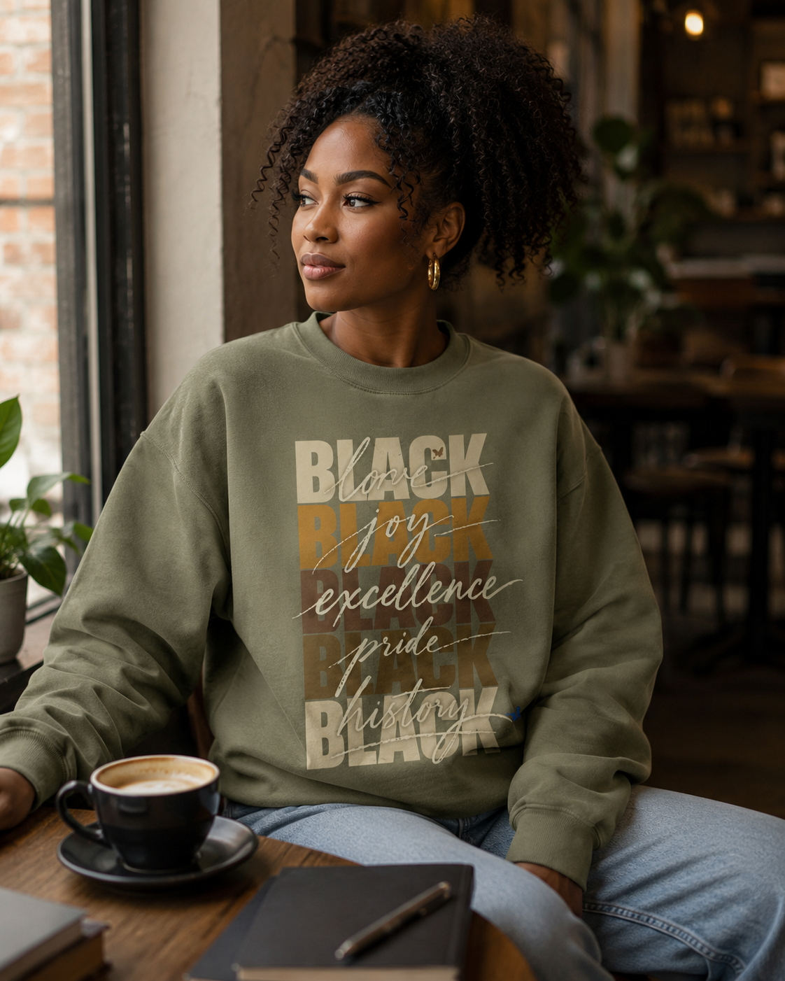 BLACK Love. Joy. Excellence. Pride. History. Oversized Crewneck PODpartner