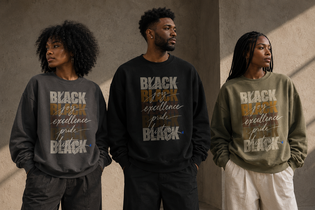BLACK Love. Joy. Excellence. Pride. History. Oversized Crewneck PODpartner