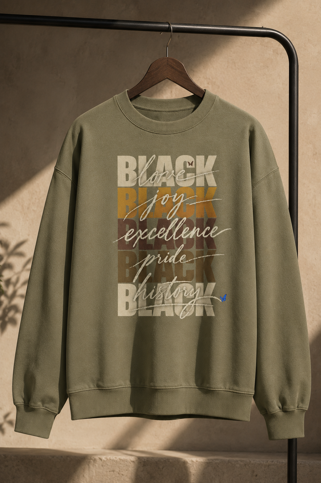 BLACK Love. Joy. Excellence. Pride. History. Oversized Crewneck PODpartner