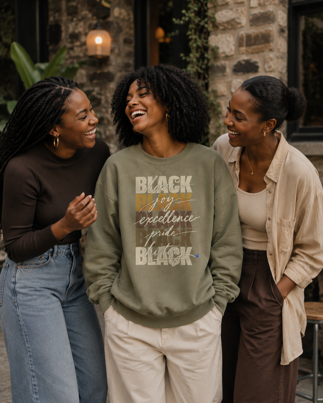BLACK Love. Joy. Excellence. Pride. History. Oversized Crewneck PODpartner
