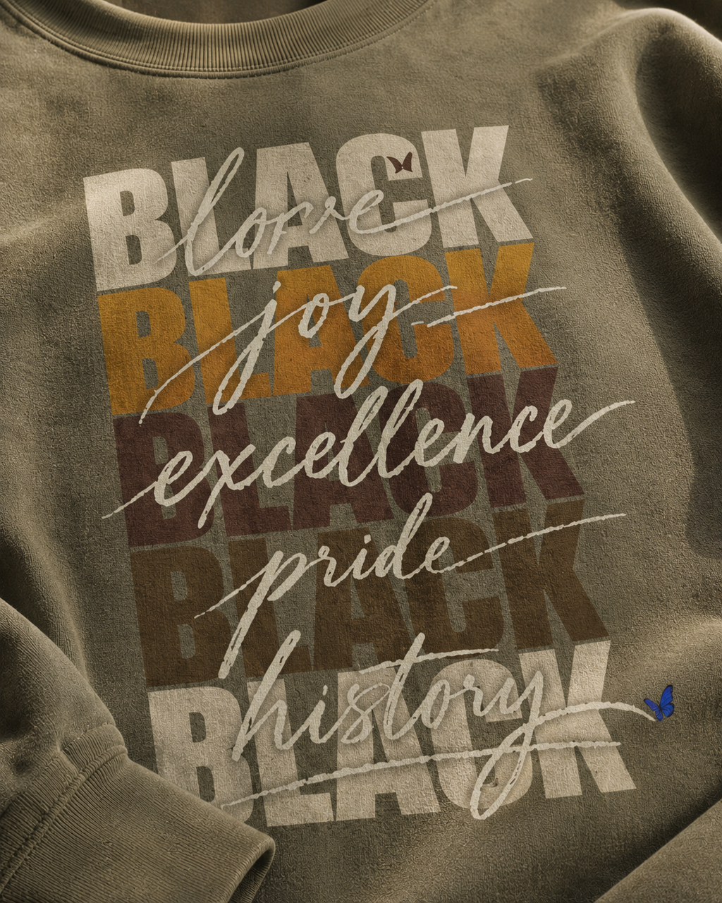 BLACK Love. Joy. Excellence. Pride. History. Oversized Crewneck PODpartner