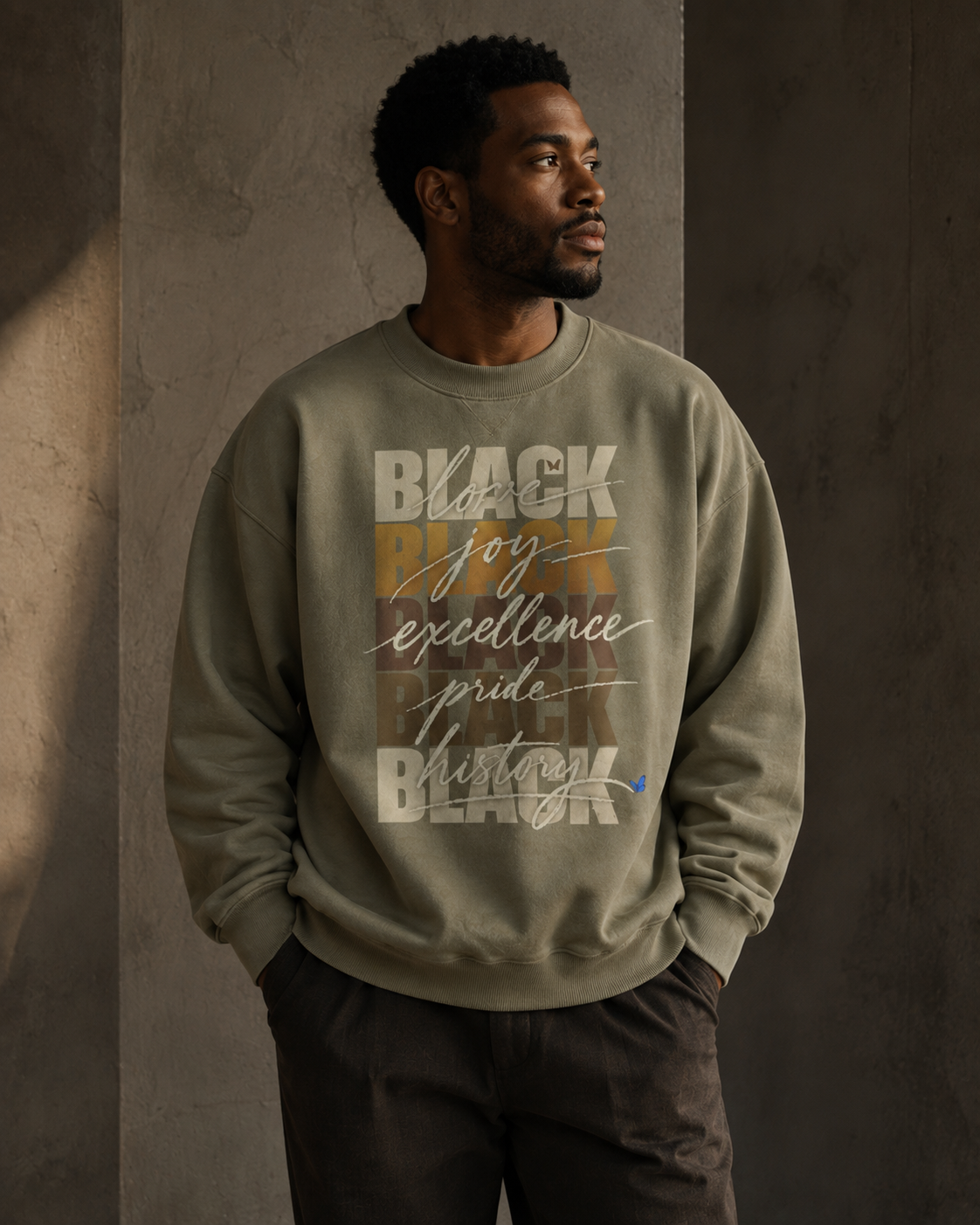 BLACK Love. Joy. Excellence. Pride. History. Oversized Crewneck PODpartner