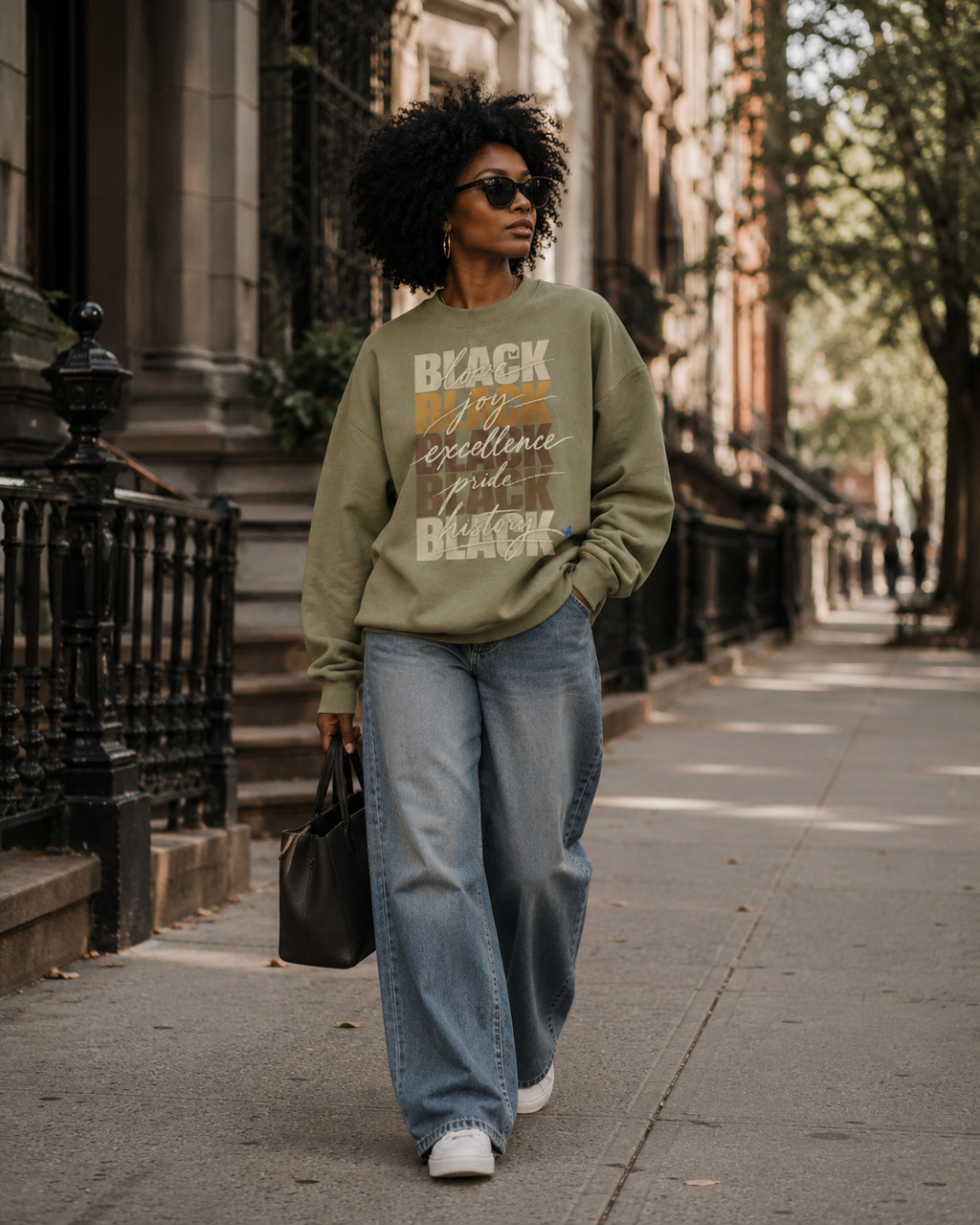 BLACK Love. Joy. Excellence. Pride. History. Oversized Crewneck PODpartner