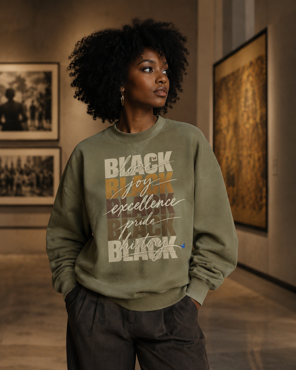 BLACK Love. Joy. Excellence. Pride. History. Oversized Crewneck PODpartner