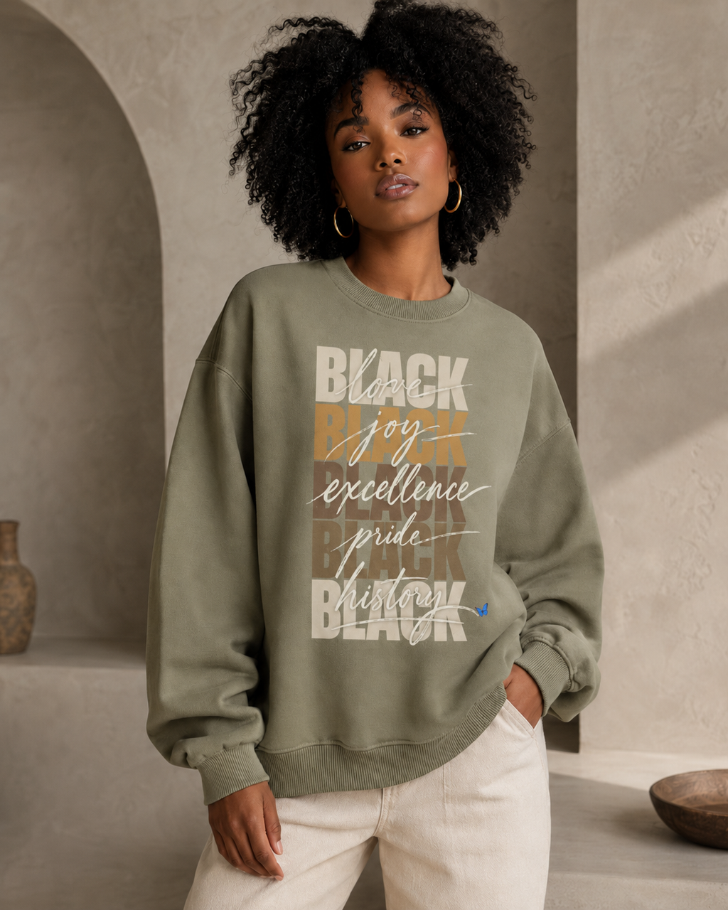 BLACK Love. Joy. Excellence. Pride. History. Oversized Crewneck PODpartner