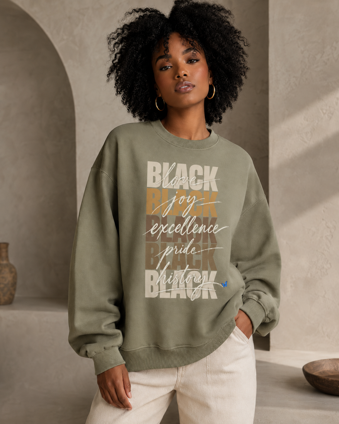 BLACK Love. Joy. Excellence. Pride. History. Oversized Crewneck PODpartner