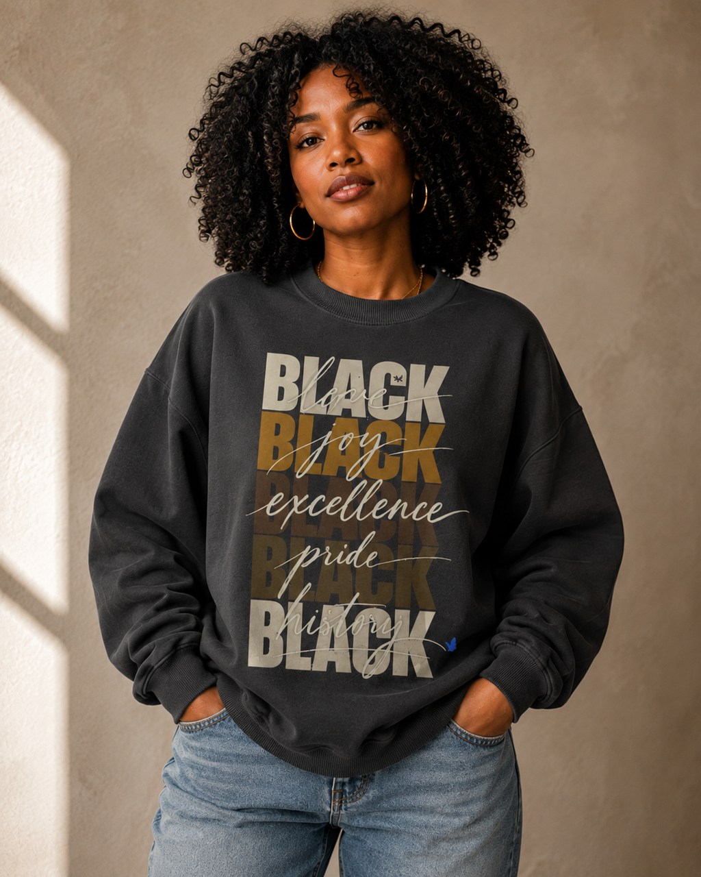 BLACK Love. Joy. Excellence. Pride. History. Oversized Crewneck PODpartner