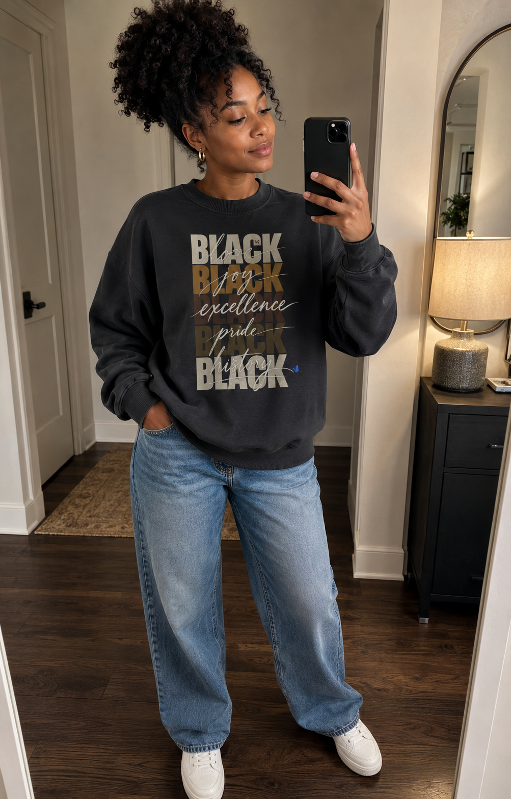 BLACK Love. Joy. Excellence. Pride. History. Oversized Crewneck PODpartner