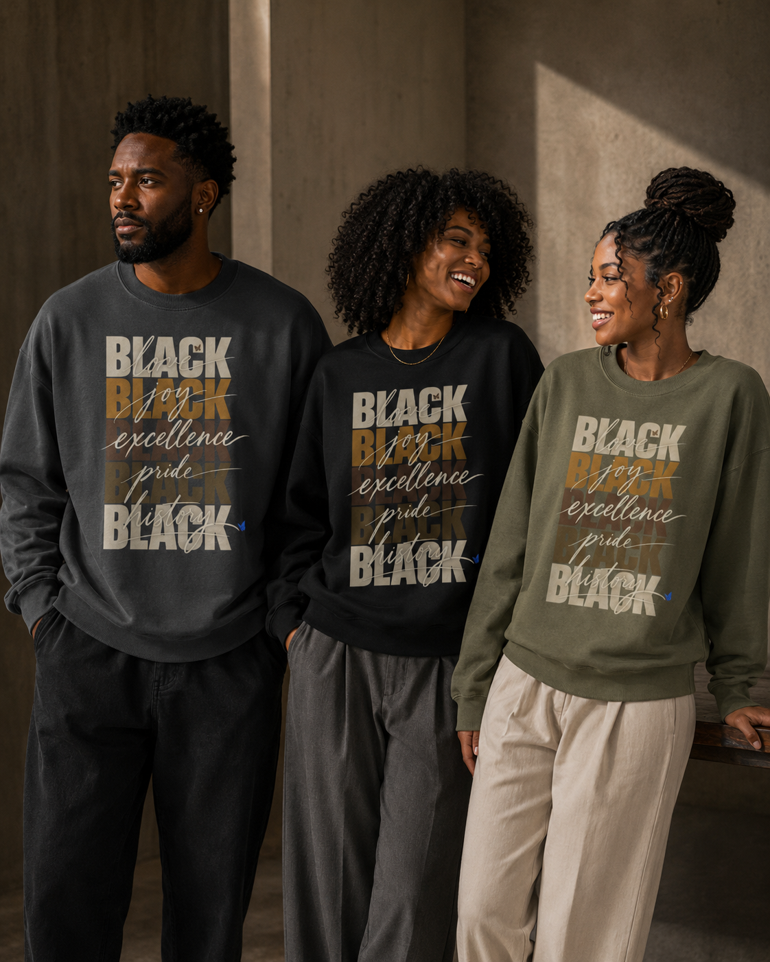 BLACK Love. Joy. Excellence. Pride. History. Oversized Crewneck PODpartner