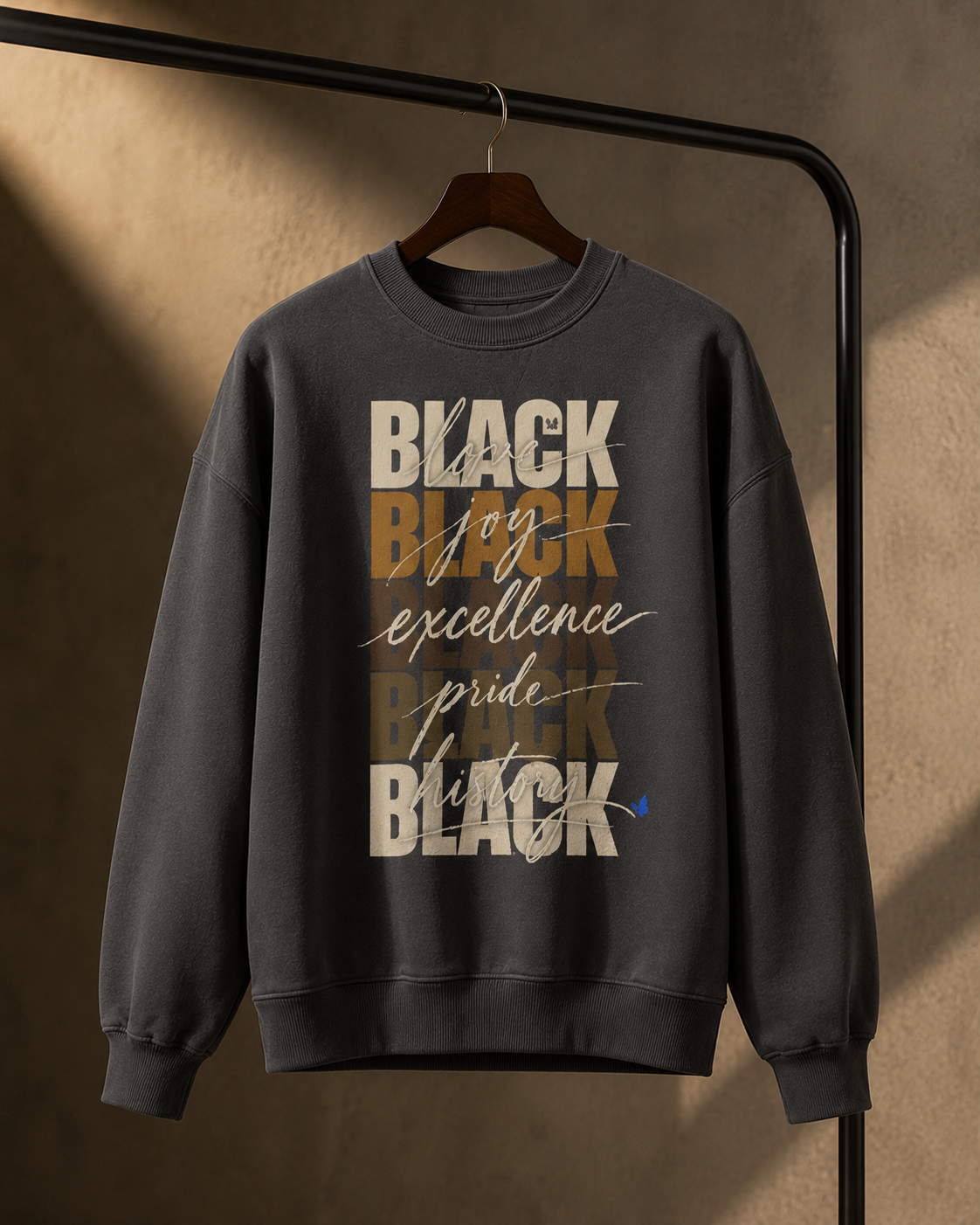 BLACK Love. Joy. Excellence. Pride. History. Oversized Crewneck PODpartner