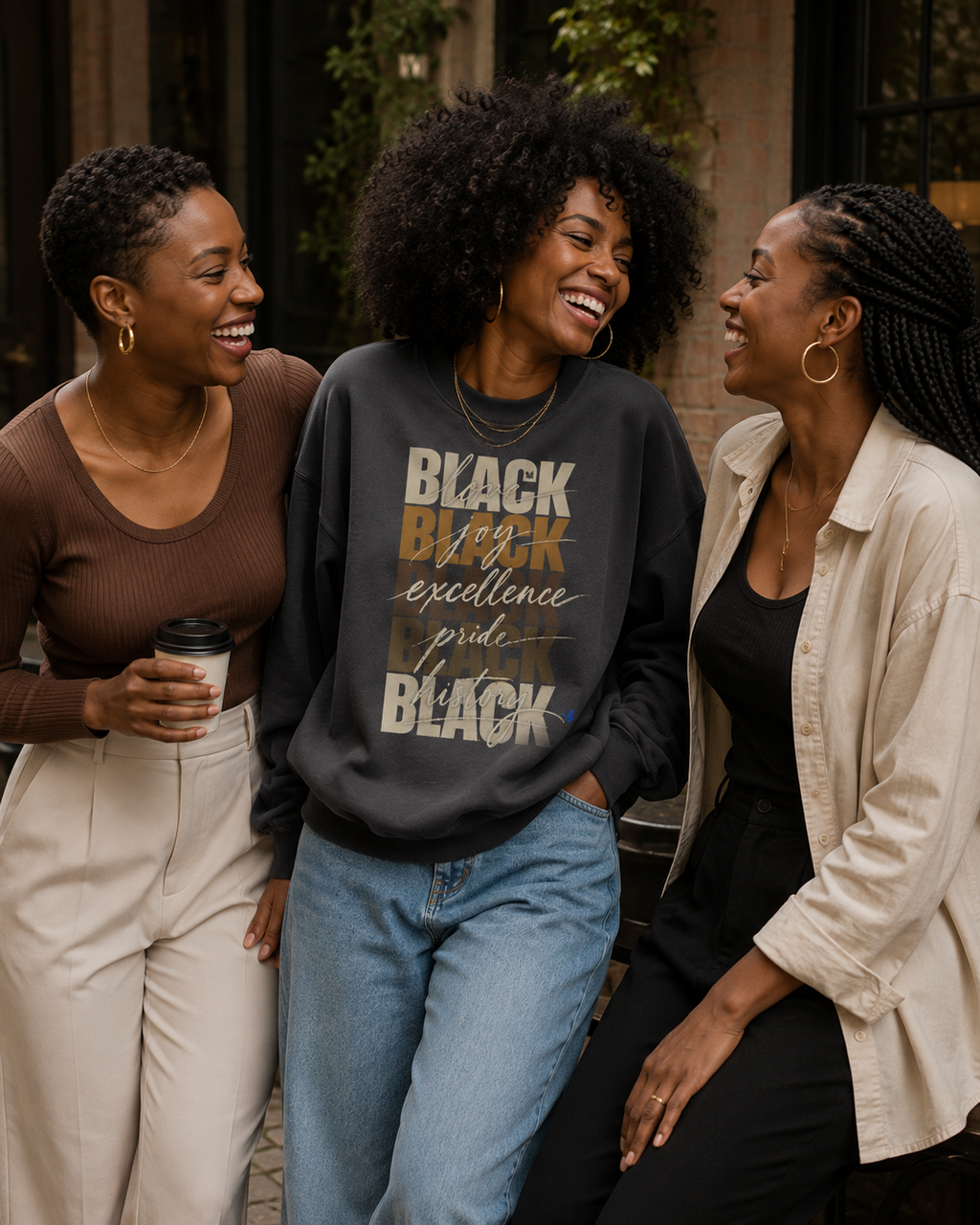 BLACK Love. Joy. Excellence. Pride. History. Oversized Crewneck PODpartner