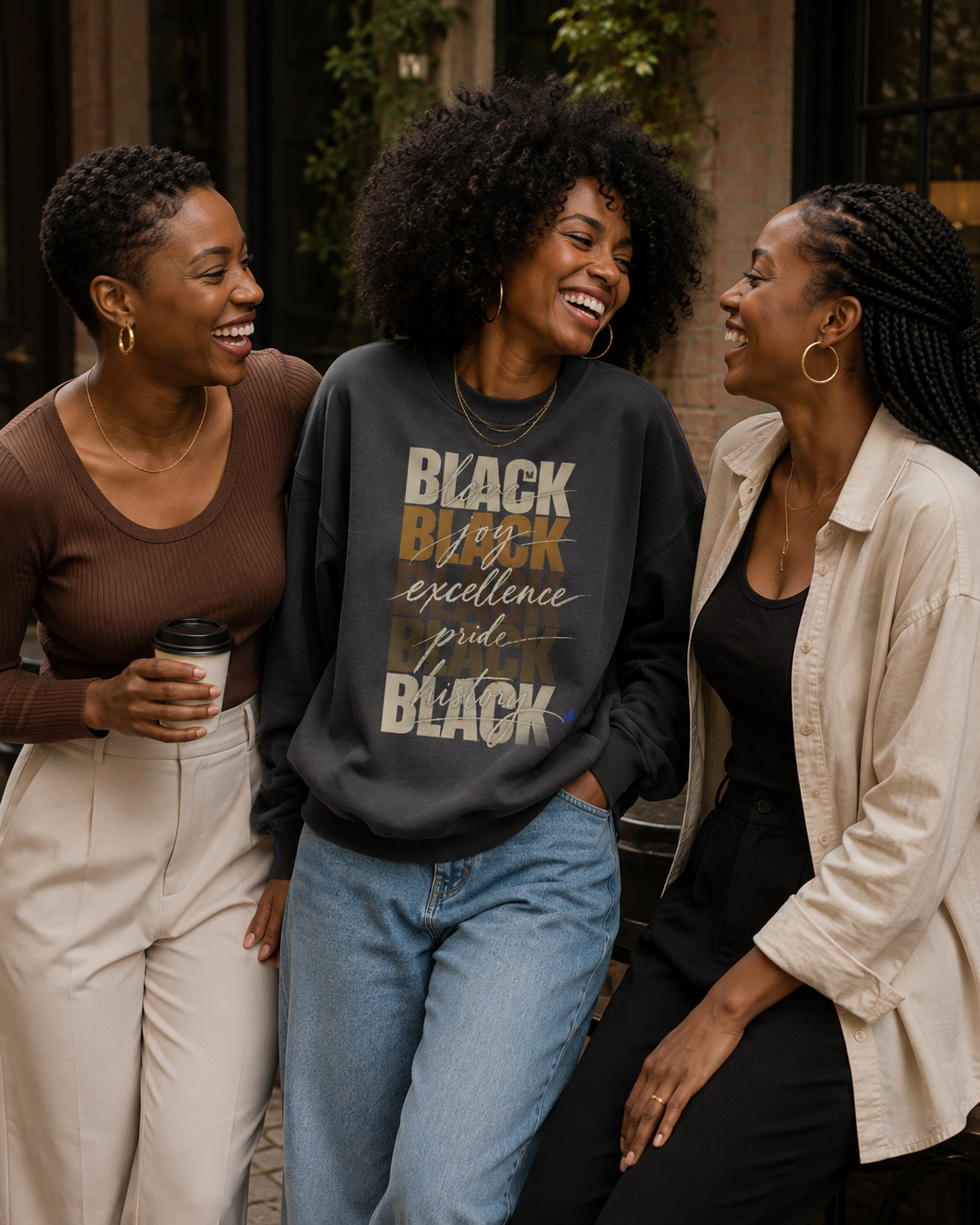 BLACK Love. Joy. Excellence. Pride. History. Oversized Crewneck PODpartner