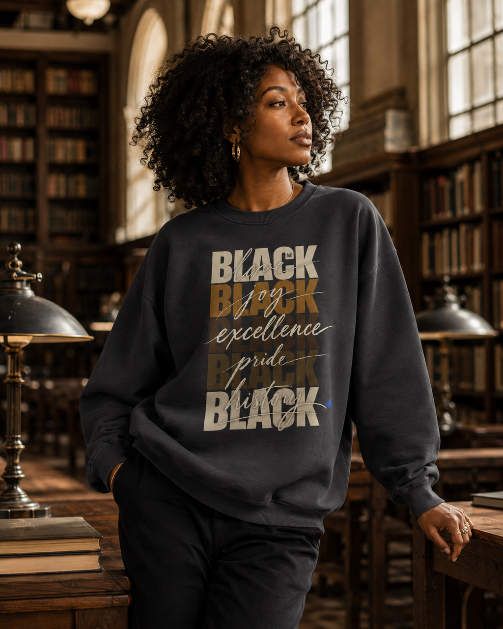 BLACK Love. Joy. Excellence. Pride. History. Oversized Crewneck PODpartner