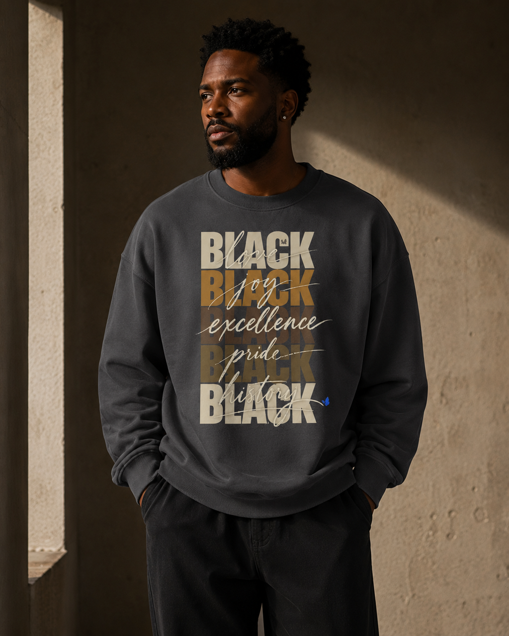 BLACK Love. Joy. Excellence. Pride. History. Oversized Crewneck PODpartner