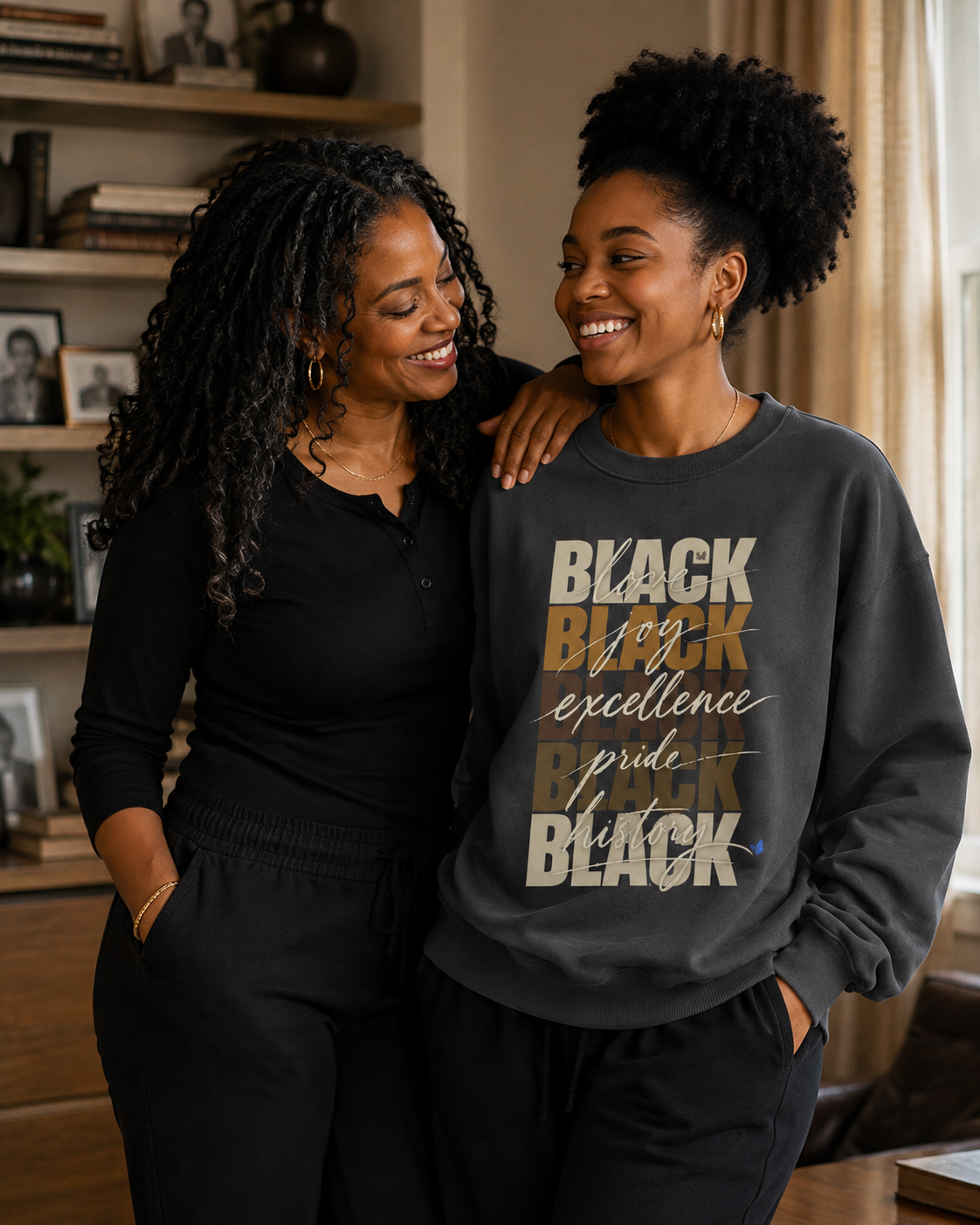 BLACK Love. Joy. Excellence. Pride. History. Oversized Crewneck PODpartner