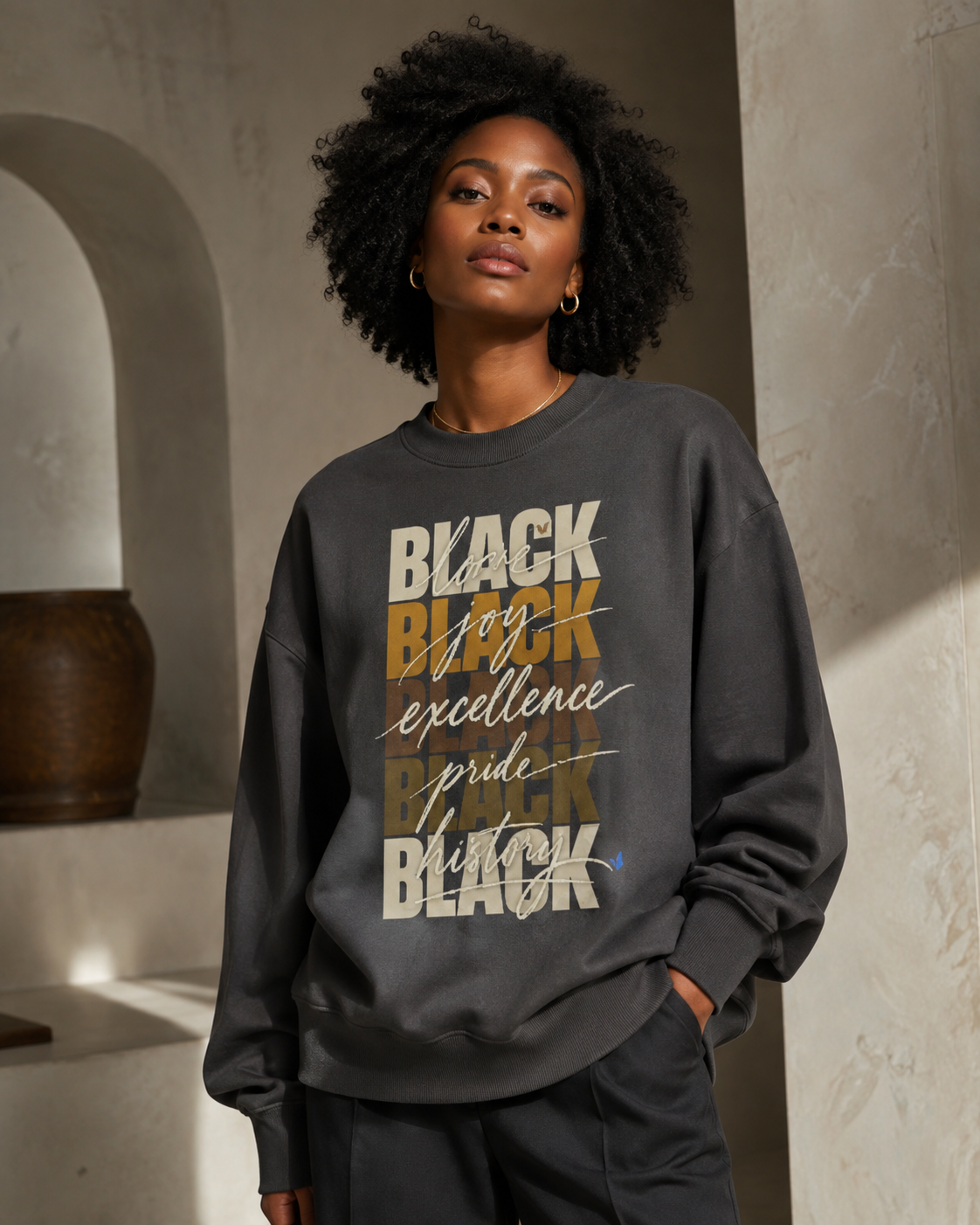 BLACK Love. Joy. Excellence. Pride. History. Oversized Crewneck PODpartner
