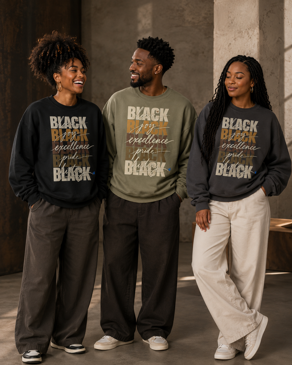 BLACK Love. Joy. Excellence. Pride. History. Oversized Crewneck PODpartner