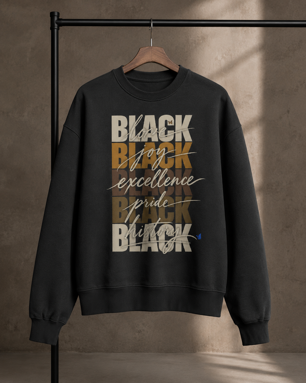 BLACK Love. Joy. Excellence. Pride. History. Oversized Crewneck PODpartner