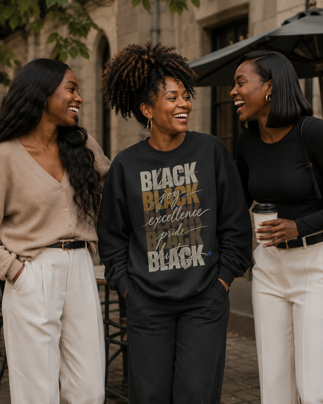 BLACK Love. Joy. Excellence. Pride. History. Oversized Crewneck PODpartner