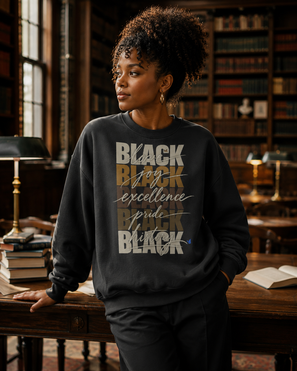 BLACK Love. Joy. Excellence. Pride. History. Oversized Crewneck PODpartner