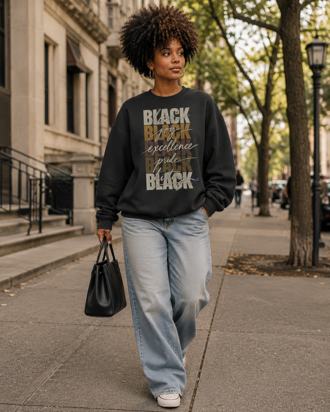 BLACK Love. Joy. Excellence. Pride. History. Oversized Crewneck PODpartner
