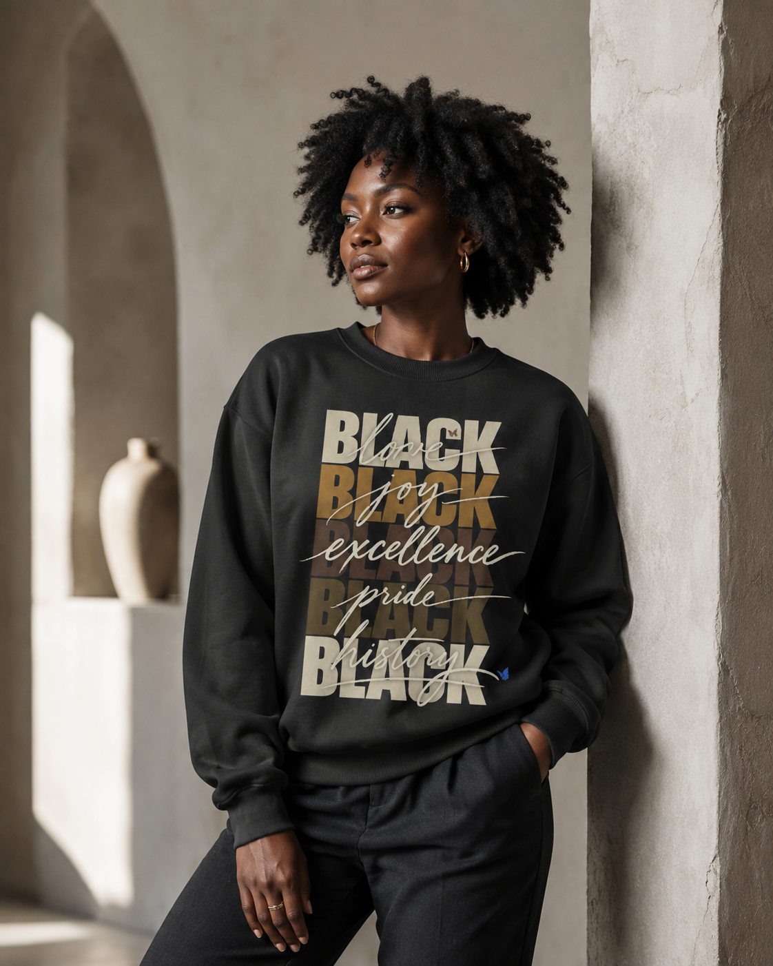BLACK Love. Joy. Excellence. Pride. History. Oversized Crewneck PODpartner