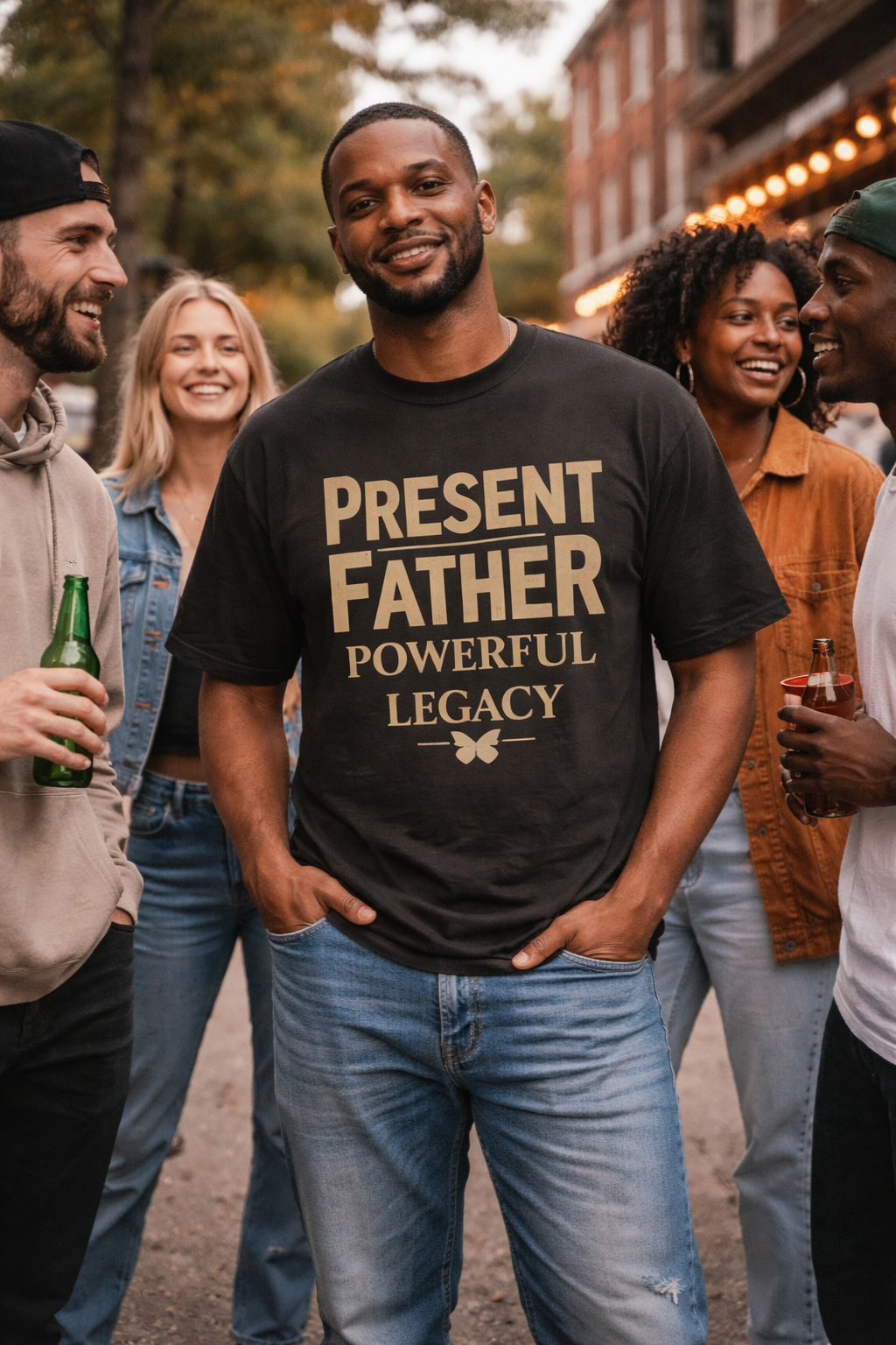 Present Father Powerful Legacy T-Shirt – Black Dad Empowerment Tee, Inspirational Fatherhood Shirt, Legacy Building Dad Life Tee