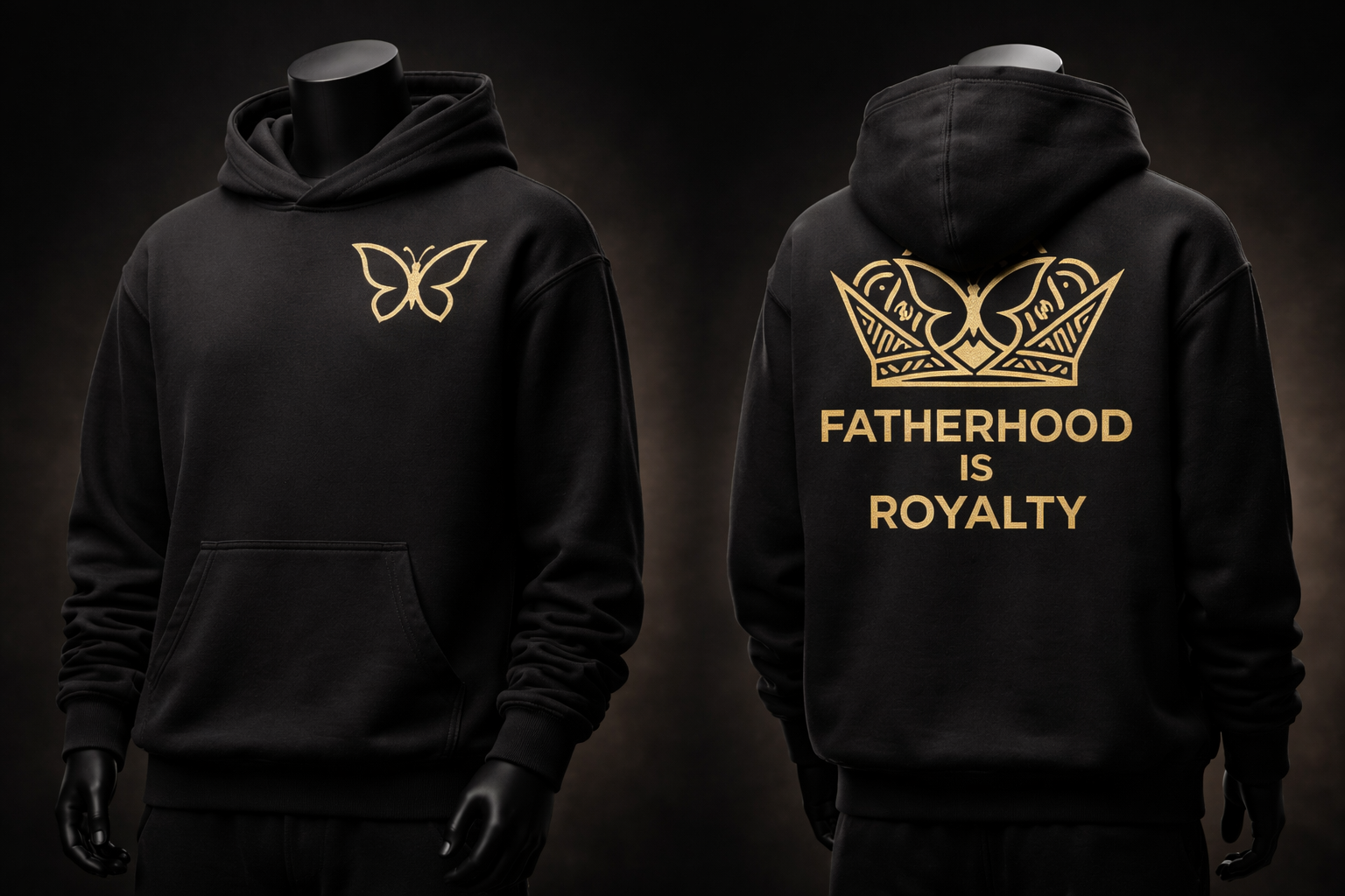 Fatherhood Is Royalty Hoodie – Black Gold King Dad Hoodie