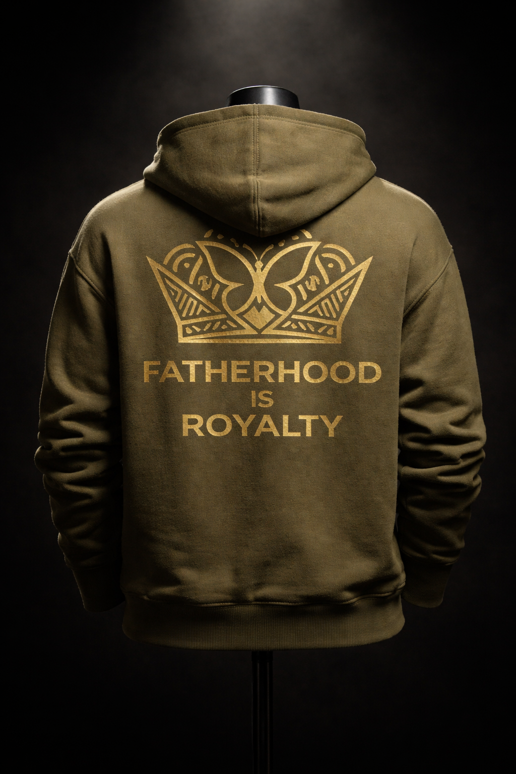 Sudadera Premium La Paternidad es Realeza – Negra y Dorada
