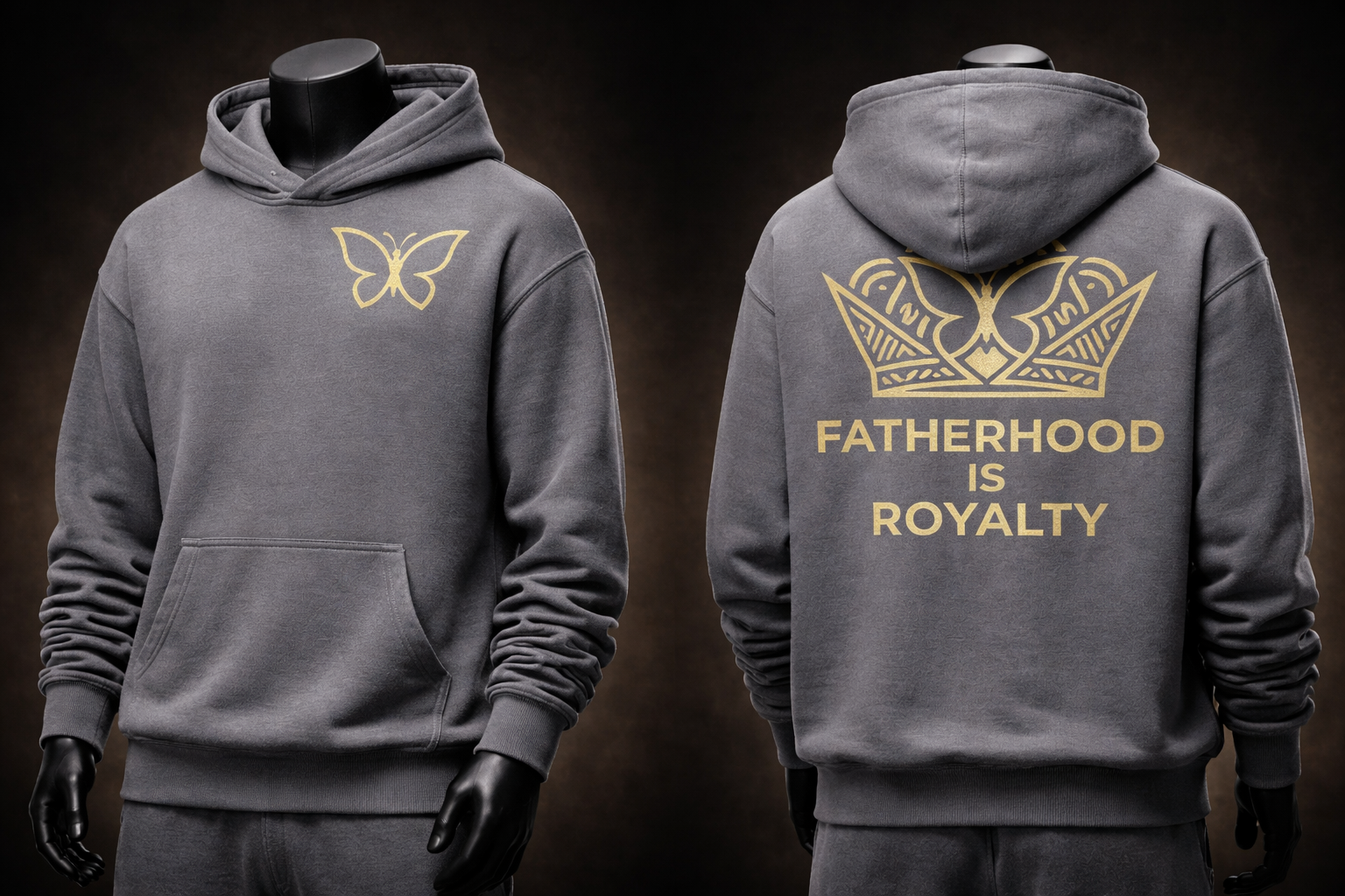 Fatherhood Is Royalty Hoodie – Black Gold King Dad Hoodie