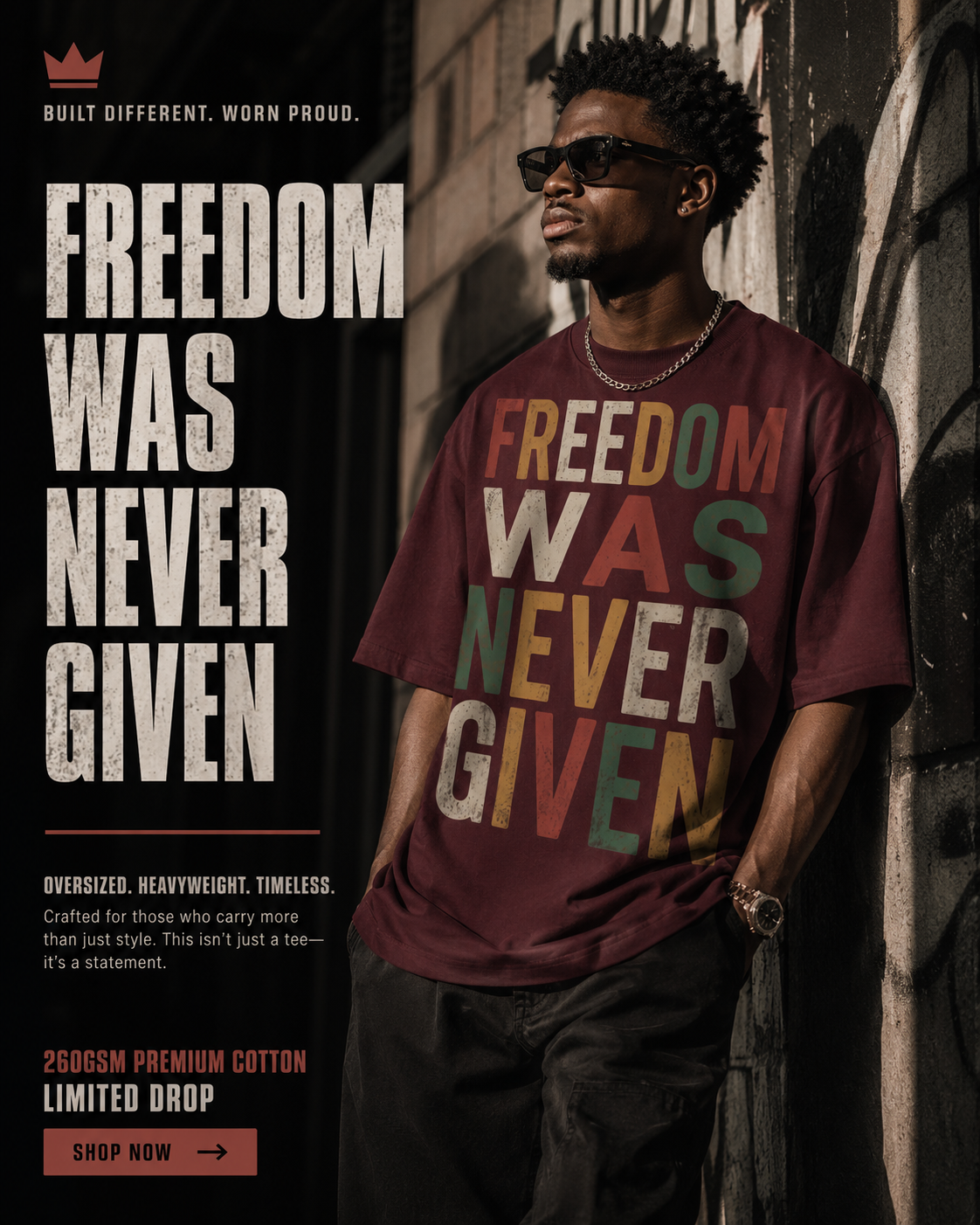 Freedom Was Never Given Oversized Vintage T-Shirt