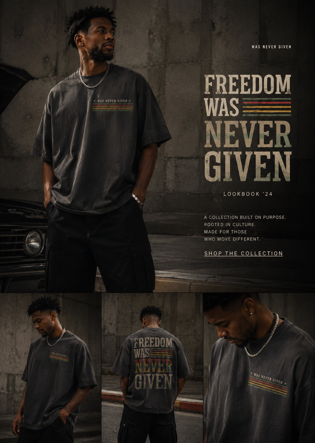 Freedom Was Never Given Oversized Vintage Streetwear Tee