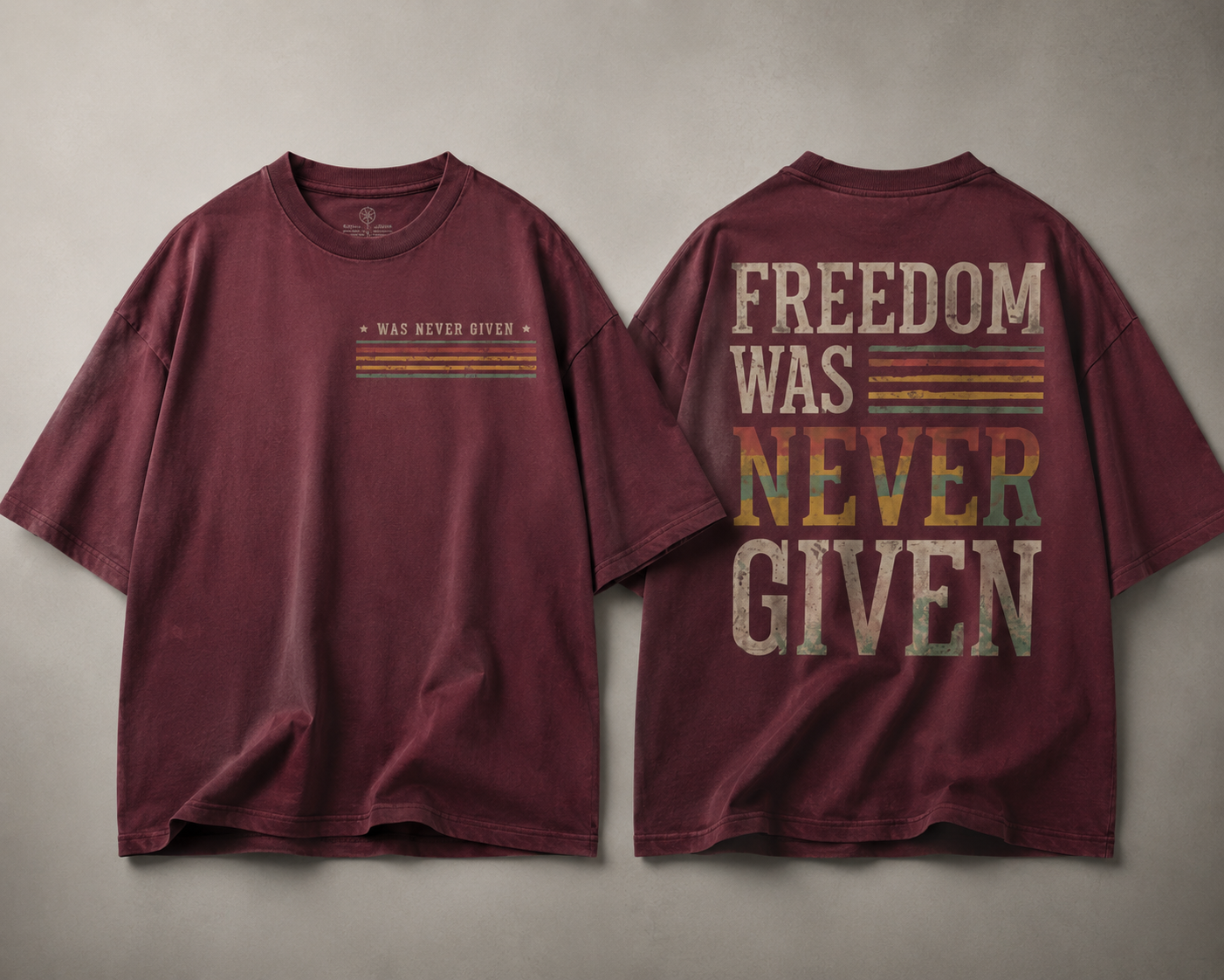 Freedom Was Never Given Oversized Vintage Streetwear Tee