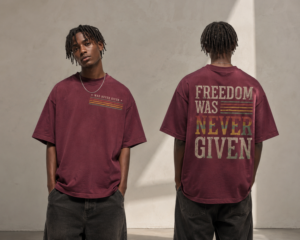 Freedom Was Never Given Oversized Vintage Streetwear Tee