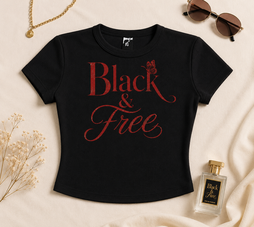 Black & Free Fitted Baby Tee