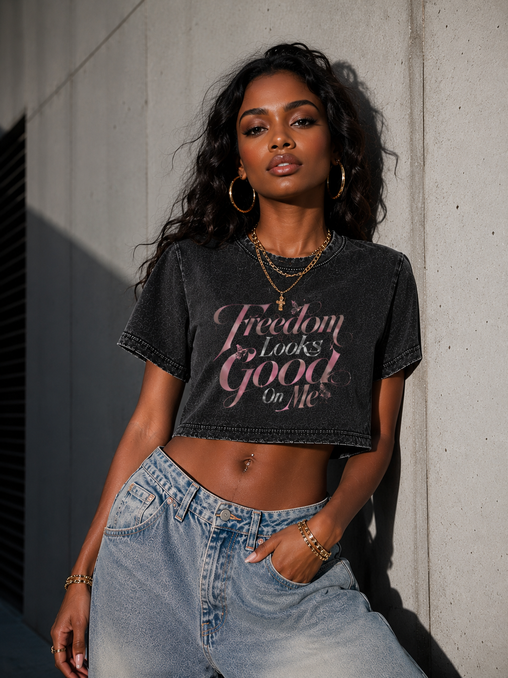 Freedom Looks Good On Me Vintage Crop Tee