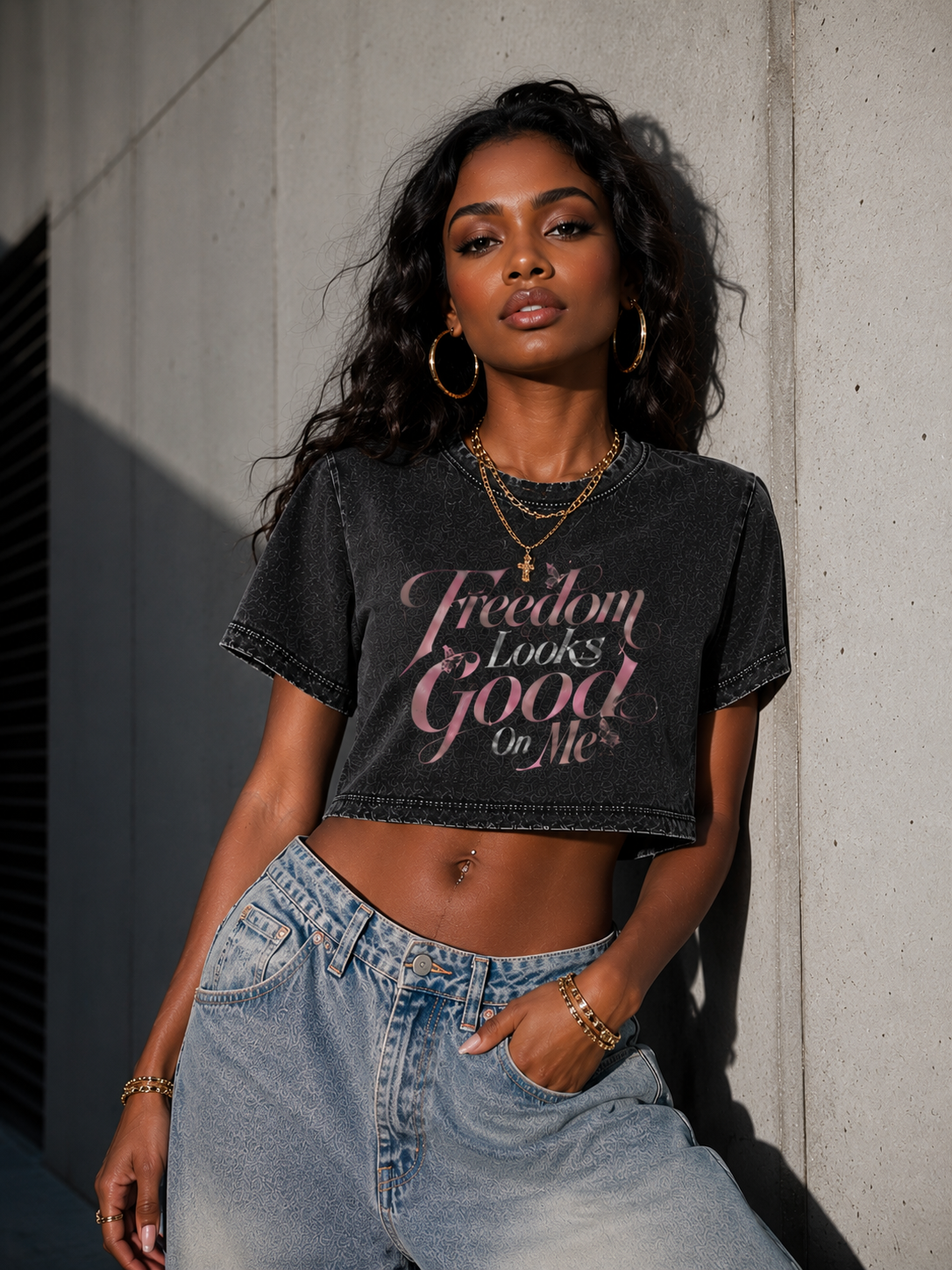 Freedom Looks Good On Me Vintage Crop Tee