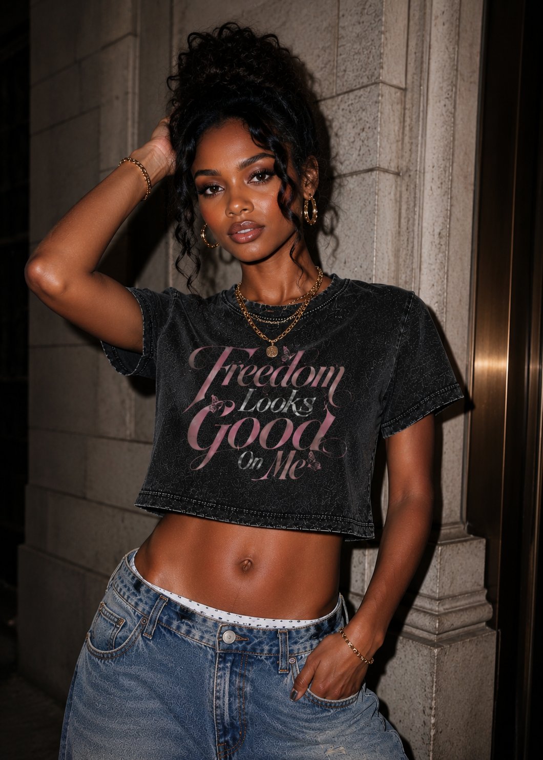 Freedom Looks Good On Me Vintage Crop Tee