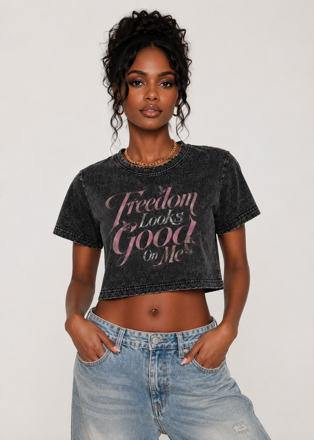 Freedom Looks Good On Me Vintage Crop Tee