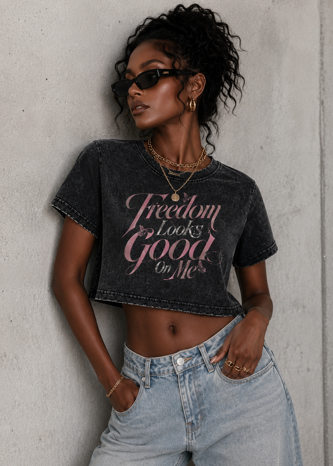 Freedom Looks Good On Me Vintage Crop Tee
