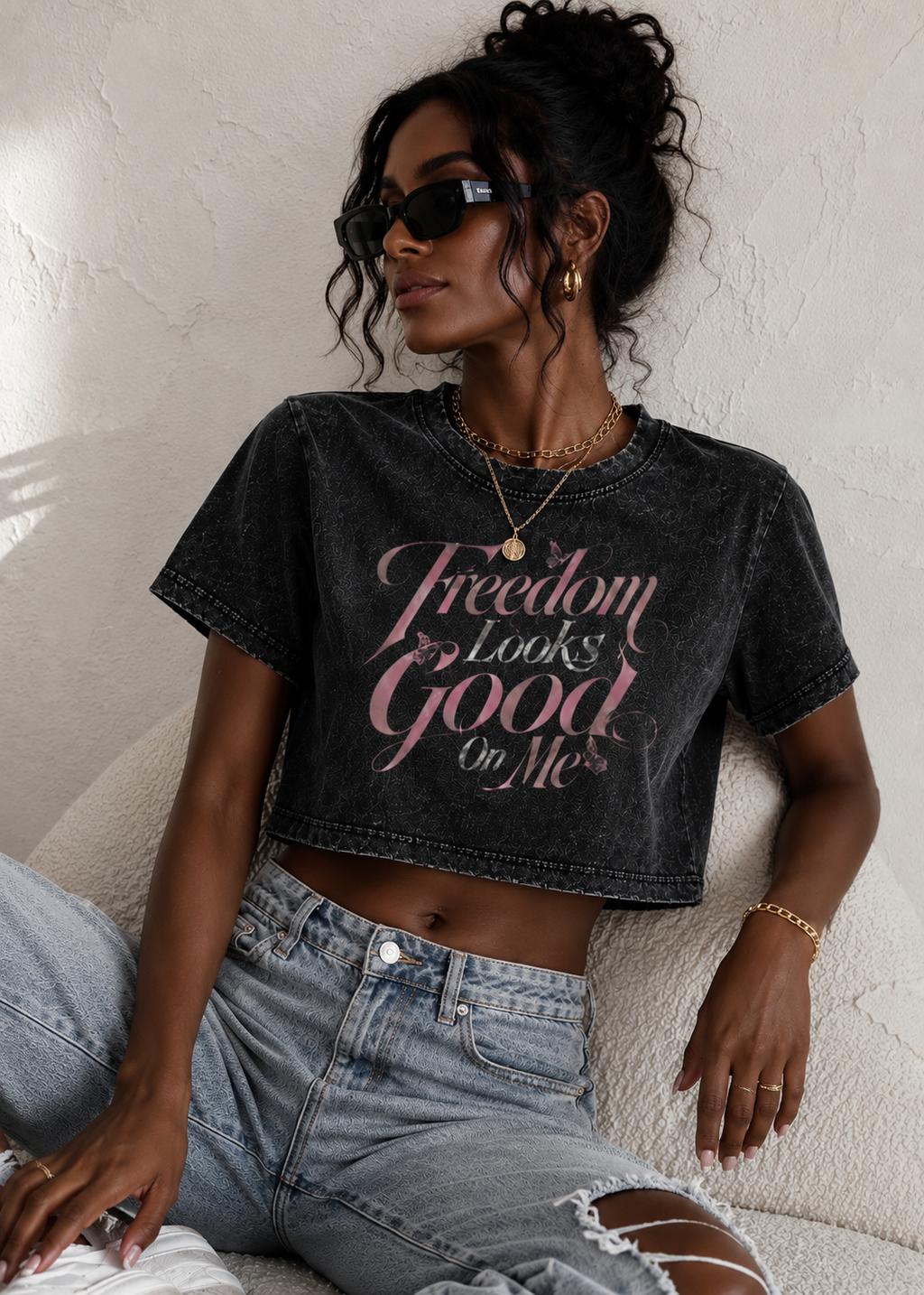 Freedom Looks Good On Me Vintage Crop Tee