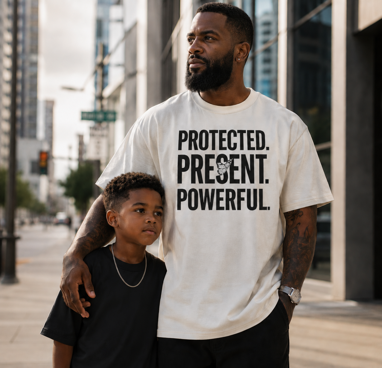 Protected Present Powerful heavyweight fatherhood graphic tee
Black fatherhood streetwear shirt for dads
Inspirational Black dad heavyweight graphic tee
Premium fatherhood empowerment t-shirt
Black father leadership graphic shirt
Heavyweight fatherhood streetwear apparel